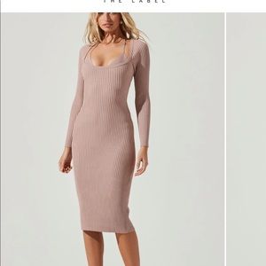 Astr the label HALTER BRALETTE LONG SLEEVE MIDI DRESS